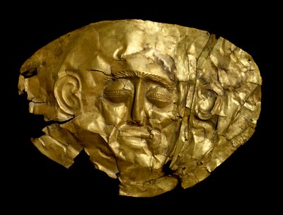 ミケニアンアート：黄金の葬儀用マスク 作： Mycenaean