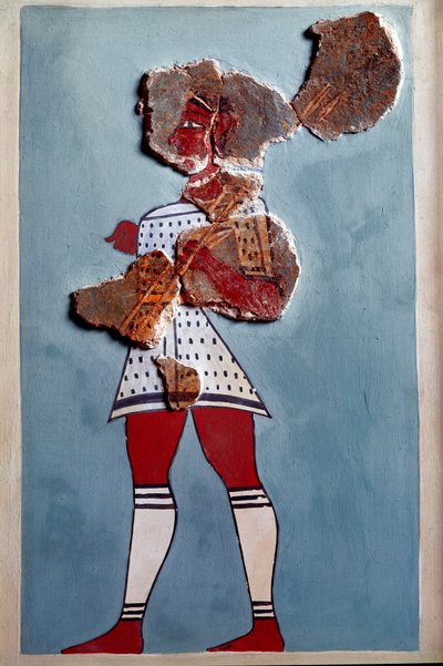 ミケニアンの美術：戦士ティリンテ宮殿のフレスコ画の断片と再構成 作： Mycenaean