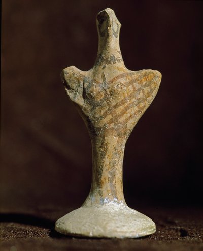 ミケニアン美術：イタリアのScoglio del Tonno（Punta Tonno、Taranto）から出土したテラコッタ製の偶像。紀元前2000年の青銅器時代。 作： Mycenaean Mycenaean