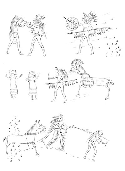 フォーベアーズの悪用、ネイティブアメリカンの戦士、1841年。 作： Myers and Co