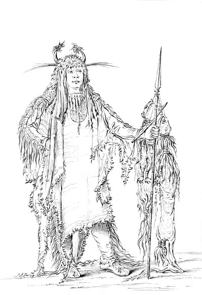 イーグルリブの肖像、ネイティブアメリカンの男、1841年。 作： Myers and Co