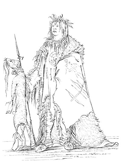 アイアンホーンの肖像、ネイティブアメリカンの男、1841年。 作： Myers and Co