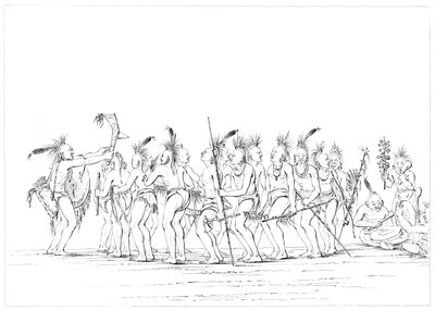 奴隷の踊り、サックとフォックス、ロックアイランド、アッパーミシシッピ、1841年。 作： Myers and Co