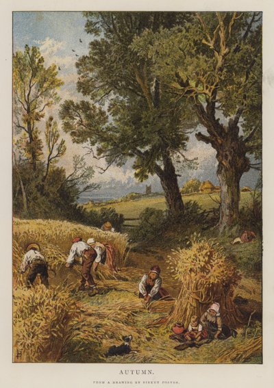 秋（カラーリトグラフ 作： Myles Birket (after) Foster