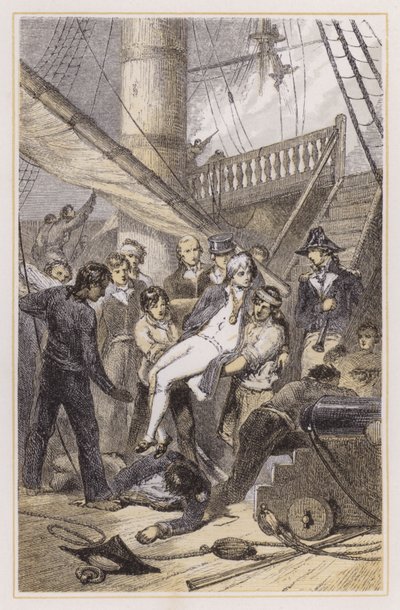 トラファルガーでのネルソンの死（彩色済み彫刻 作： Myles Birket (after) Foster