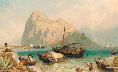 アルヘシラスのジブラルタルの岩（カラーリソ） 作： Myles Birket (after) Foster