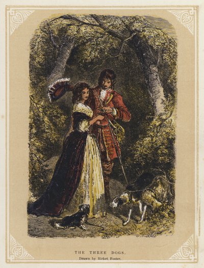 三匹の犬」（カラーリトグラフ 作： Myles Birket (after) Foster