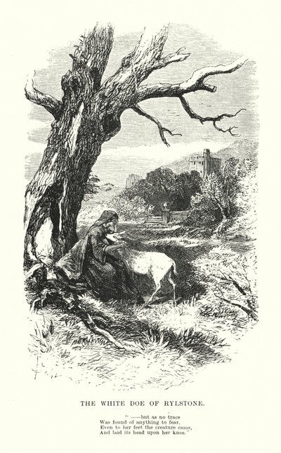 ウィリアム・ワーズワースライルストーンの白い雌鹿」（エングレーヴィング 作： Myles Birket (after) Foster