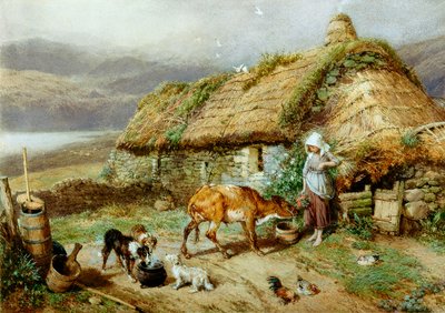 A Highland Bothy（bc und wc on paper） 作： Myles Birket Foster