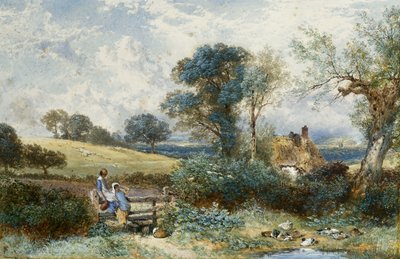 アヒルの池で 作： Myles Birket Foster