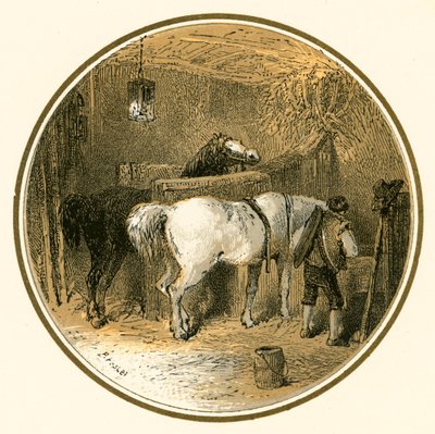 馬小屋の馬 作： Myles Birket Foster