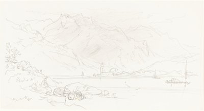 山岳風景の中の湖 作： Myles Birket Foster