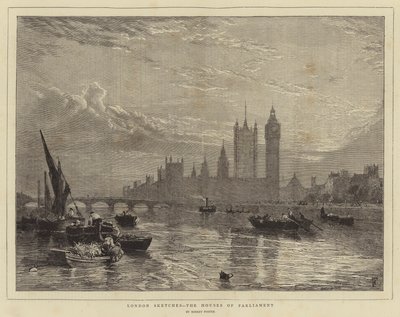 国会議事堂、ロンドンスケッチ 作： Myles Birket Foster