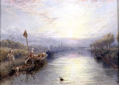 川の風景（水彩） 作： Myles Birket Foster