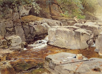 グレタの岩（紙に水彩とガッシュ） 作： Myles Birket Foster