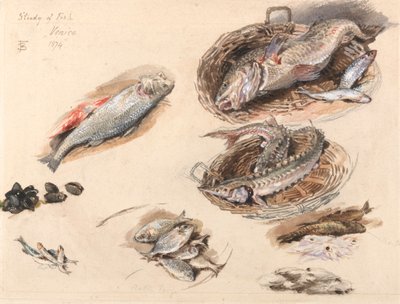 魚の研究、ヴェネツィア 作： Myles Birket Foster