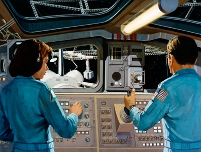 未来の宇宙ステーション、c1970の内部。 作： NASA Images