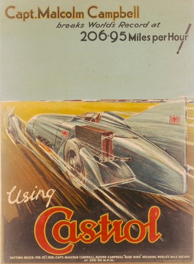 ブルーバードをフィーチャーしたカストロールの広告ポスター、1928年 作： NF Humphries