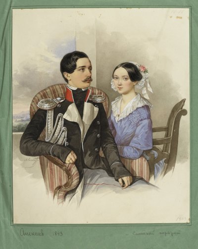 ジェイコフ伯爵カルロビッチ・シーバーズ1818-1865と伯爵夫人ミハイロフナ伯爵1818-1865、1843年の肖像 作： N. M. Alexeyev