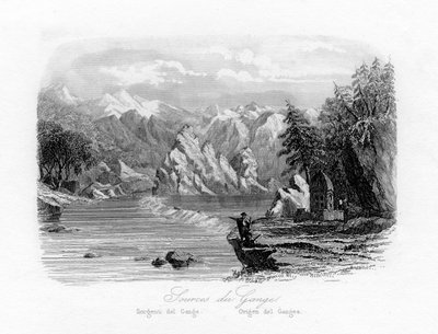 ガンジス川の源、インド、c1840 作： N. Remond