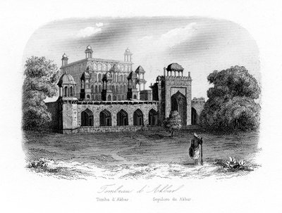 アクバル大帝の墓、インド、シカンドラ、c1840。 作： N. Remond