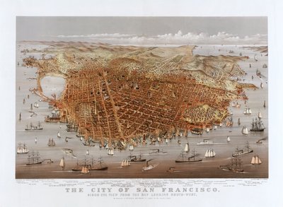The City of San Francisco by Currier & Ives, c.1878 (color litho) 作： Currier and Ives