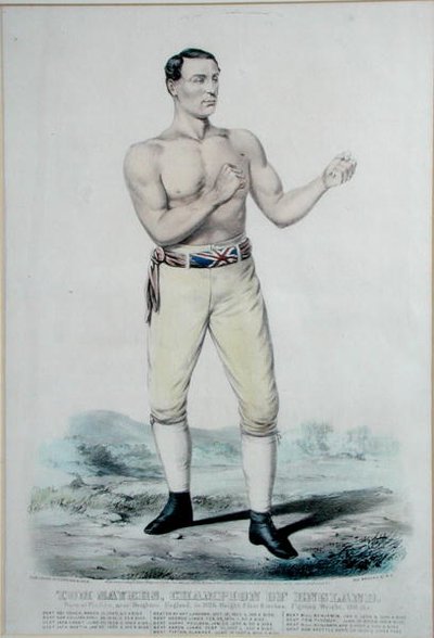 トム・セイヤーズ（1826-65）イングランドのチャンピオン 1860年発行（カラーリトグラフ） 作： Currier and Ives