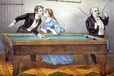 ビラーズゲーム中にキス 作： N. and Ives J.M. (1824 95) Currier