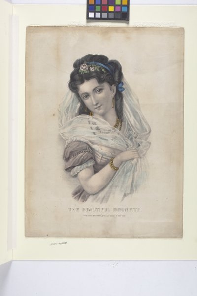 美しいブルネット (手描きのリトグラフ) 作： N. and Ives J.M. (1824 95) Currier