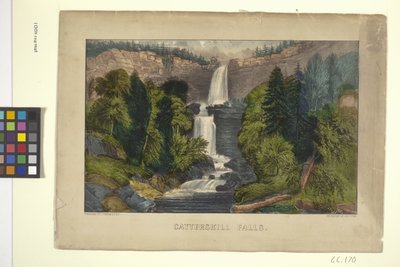 キャタスキル滝 (手描きのリトグラフ) 作： N. and Ives J.M. (1824 95) Currier