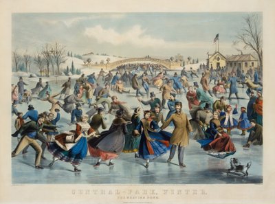 セントラルパーク、冬 - スケート用の池 作： Currier and Ives