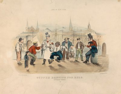 うなぎのためのカフィーダンス-キャサリン・マーケット（ライフ・イン・ニューヨーク 作： Currier and Ives