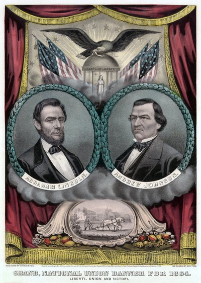 1864年の大国民連合旗（カラーリトグラフ 作： Currier and Ives