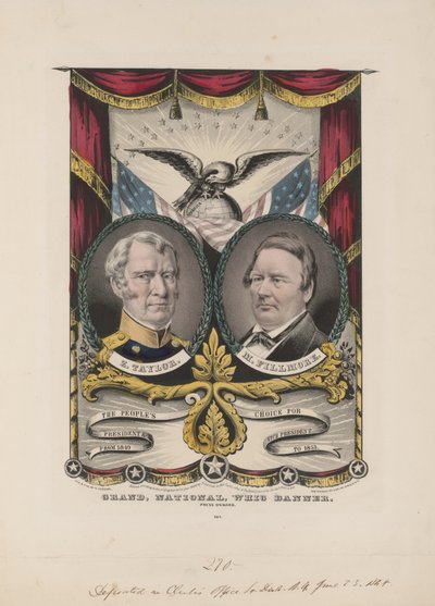 1848年頃のWhig大国旗（カラーリトグラフ 作： Currier and Ives
