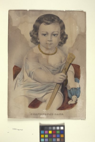 おじいちゃんの杖（手描きリトグラフ） 作： N. and Ives J.M. (1824 95) Currier