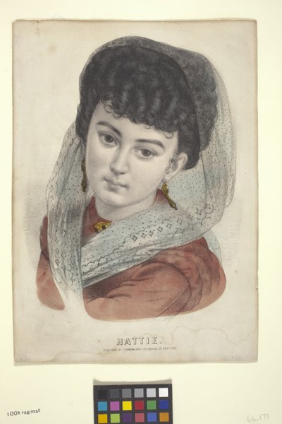 Hattie（手彩色リトグラフ） 作： N. and Ives J.M. (1824 95) Currier