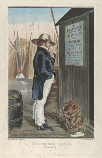ホームワード・バウンド（ニューヨーク）、1860年頃（手彩色リトグラフ 作： Currier and Ives