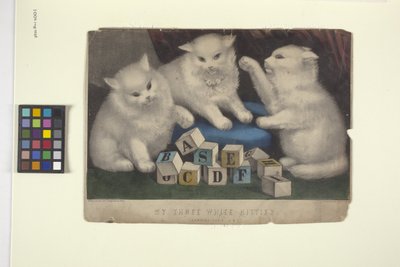 Meus três gatinhos brancos (litografia colorida à mão) 作： N. and Ives J.M. (1824 95) Currier