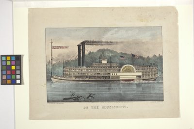 On The Mississippi (litografia colorida à mão) 作： N. and Ives J.M. (1824 95) Currier