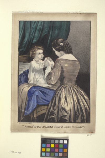 "Pray" God Bless Papa And Mama" (手彩色リトグラフ) 作： N. and Ives J.M. (1824 95) Currier