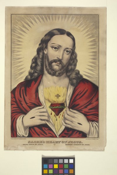 イエスの聖心 (手描きのリトグラフ) 作： N. and Ives J.M. (1824 95) Currier