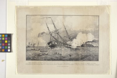 Afundamento do Cumberland pelo Ironclad "Merrimack" (litografia) 作： N. and Ives J.M. (1824 95) Currier