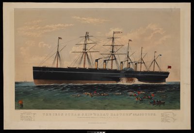 鉄蒸気船グレート・イースタン号...I.K.ブルーネル指揮の下で建造された... 作： N. and Ives J.M. (1824 95) Currier