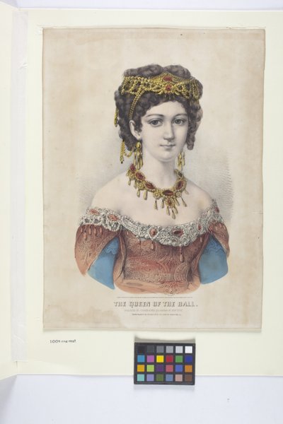 ボールの女王 (手描きのリトグラフ) 作： N. and Ives J.M. (1824 95) Currier