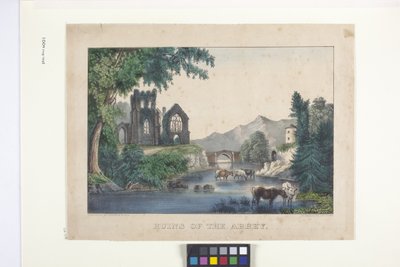 修道院の廃墟（手描きのリトグラフ） 作： N. and Ives J.M. (1824 95) Currier