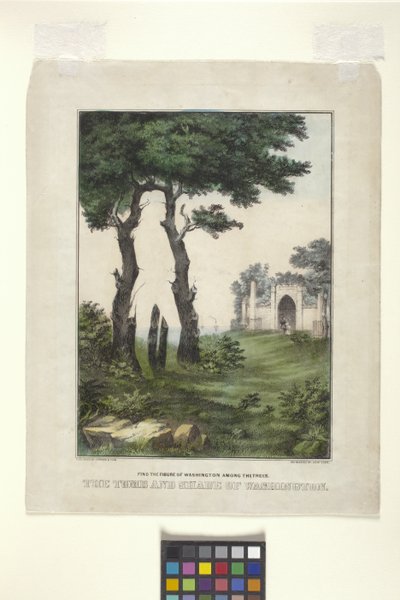 ワシントンの墓と影 (手描きのリトグラフ) 作： N. and Ives J.M. (1824 95) Currier