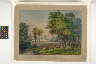 ウィンザー城と公園 (手描きのリトグラフ) 作： N. and Ives J.M. (1824 95) Currier