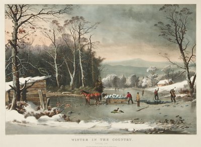 田舎の冬、氷を手に入れる 作： Currier and Ives