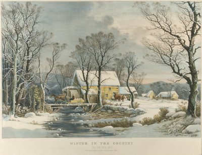 田舎の冬、オールド・グリスト・ミル 作： Currier and Ives