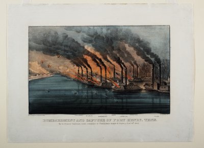テネシー州ヘンリー砦の砲撃と捕獲、1862年頃 作： N. and Ives, J.M. Currier